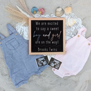 Anuncio de género de embarazo de Twin Beach / Playa / Océano / Anuncio de embarazo de gemelos de niño y niña / Anuncio de revelación de género de gemelos /