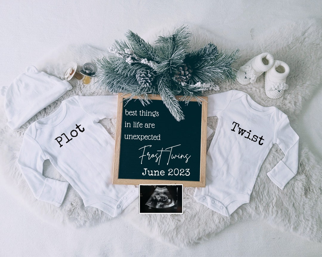 Winter Twin Pregnancy Announcement twin Baby Announcement Winter Snow