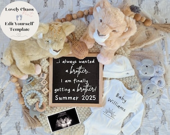 Lion Little Brother Gender Reveal: Social Media Pregnancy Announcement (Digital)