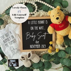 Winnie the Pooh Pregnancy Announcement Winnie Baby Announcement Digital Announcement Pregnancy Announcement Pooh Bear 画像 1