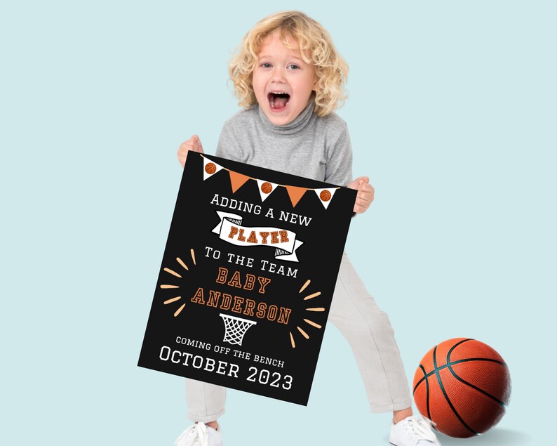 Basketball Pregnancy Announcement Sign for Sibling Printable Etsy