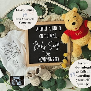 Winnie the Pooh Pregnancy Announcement Winnie Baby Announcement Digital Announcement Pregnancy Announcement Pooh Bear image 2