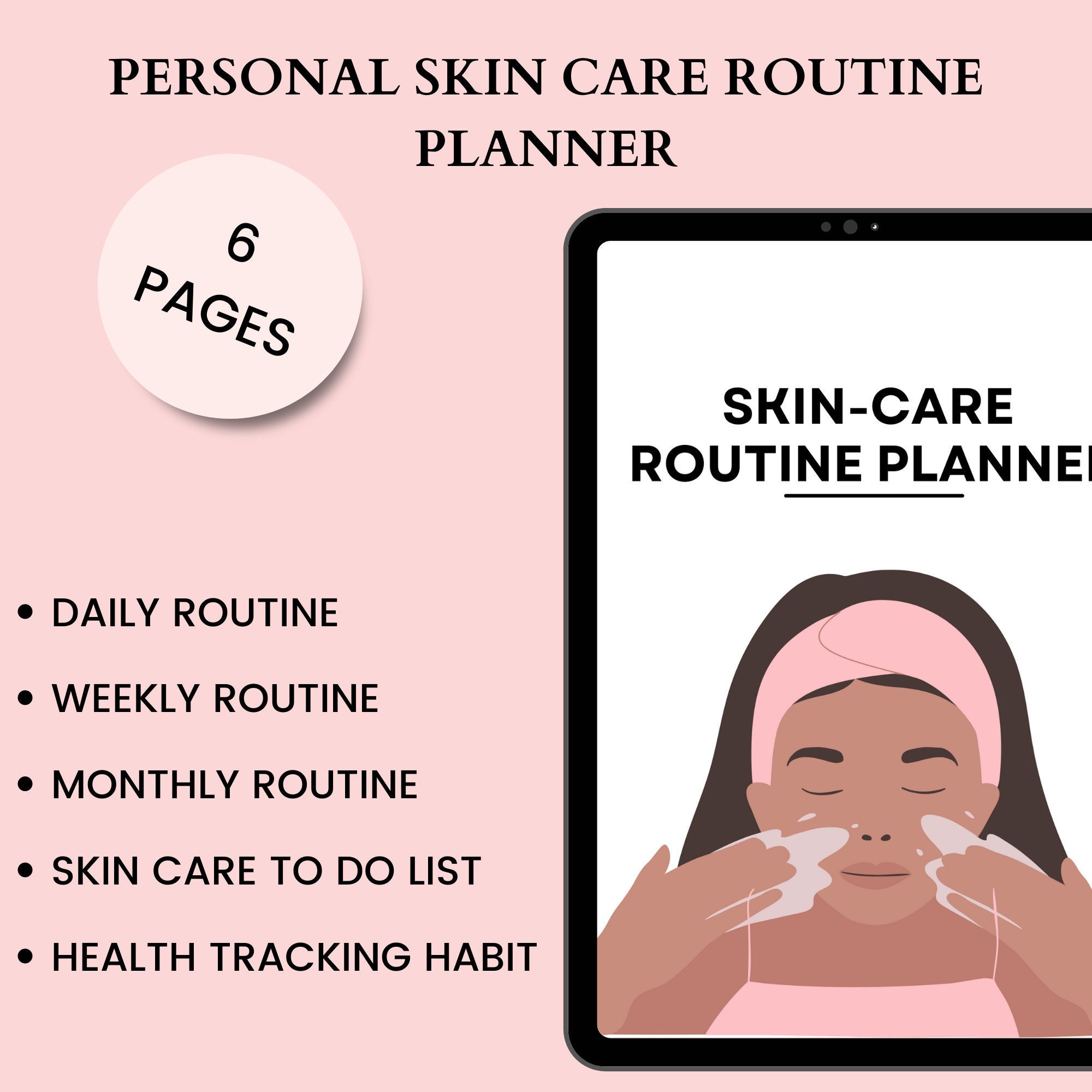 Printable SKIN CARE PLANNER Daily, Weekly and Monthly Beauty Routine