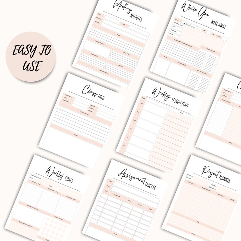 A4 TEACHER PLANNER PRINTABLE Academic Planner Grade Trackerlesson