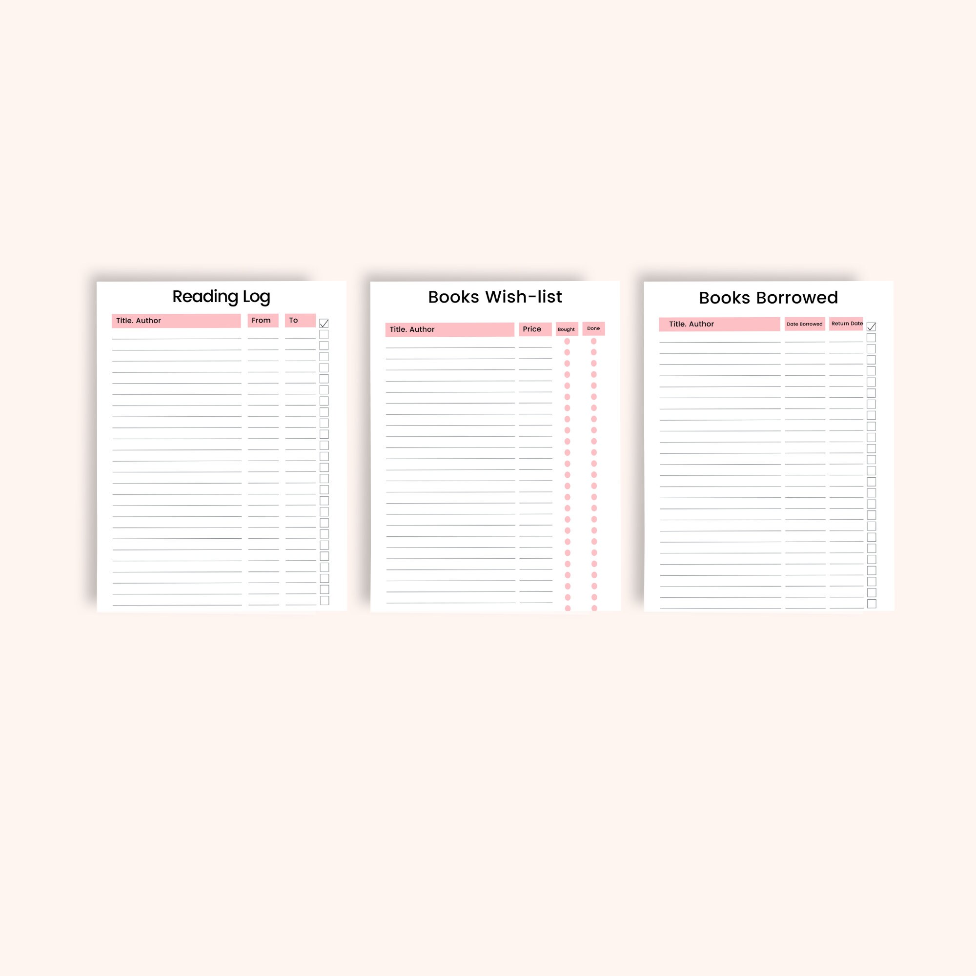 Printable Reading Journal, Reading Log, Reading Journal, Book Wishlist ...