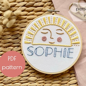 Personalised Name Embroidery Pattern – PDF pattern - Digital Download - modern embroidery - baby name - nursery art - custom name