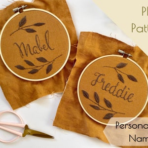 Personalised Name Embroidery Pattern – Digital Download - PDF pattern - baby name - nursery art - baby gift - earthy tones - boho nursery