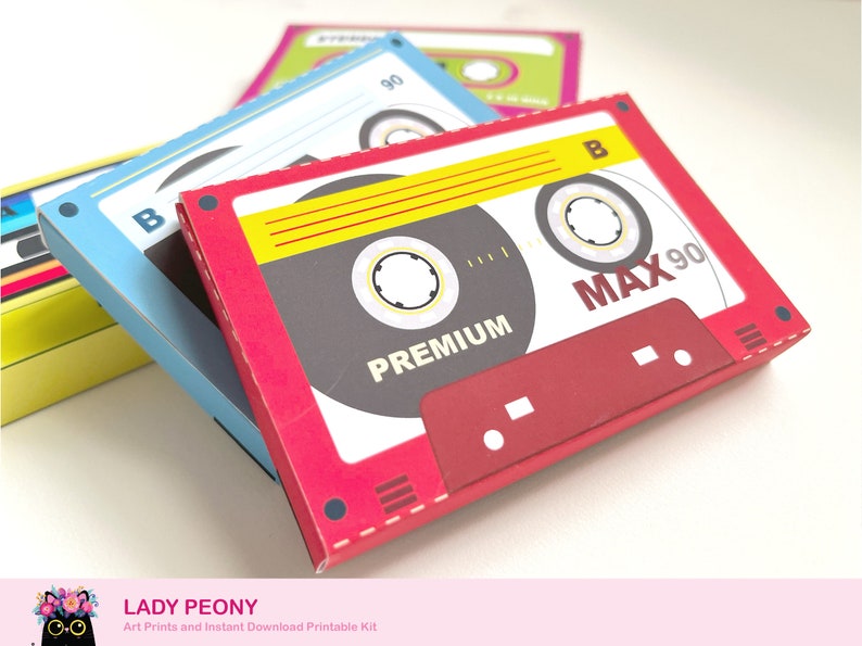 Retro Cassette Tape Gift Box: Printable Art Kit (Instant Download) image 5