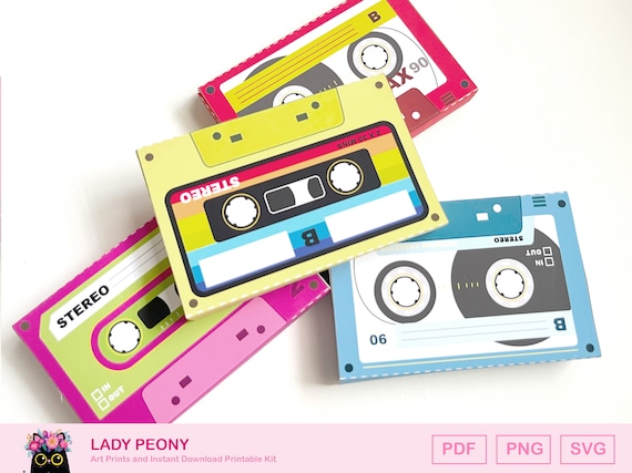 Retro Cassette Tape Gift Box: Printable Art Kit (Instant Download)
