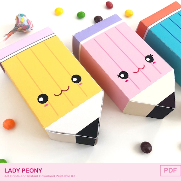 Pencil Favor Box: Printable Teacher Appreciation Gift Card Holder (Instant Download)