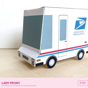 Mail Truck USPS Favor Box | cookie, candy, treat and party favor box, gift box Birthday Party | Printable Art Kit | Instant Download