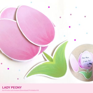 Cartão da flor da tulipa | Cartão presente floral DIY Dia das Mães Fique bem logo | Kit de arte para impressão | Download instantâneo