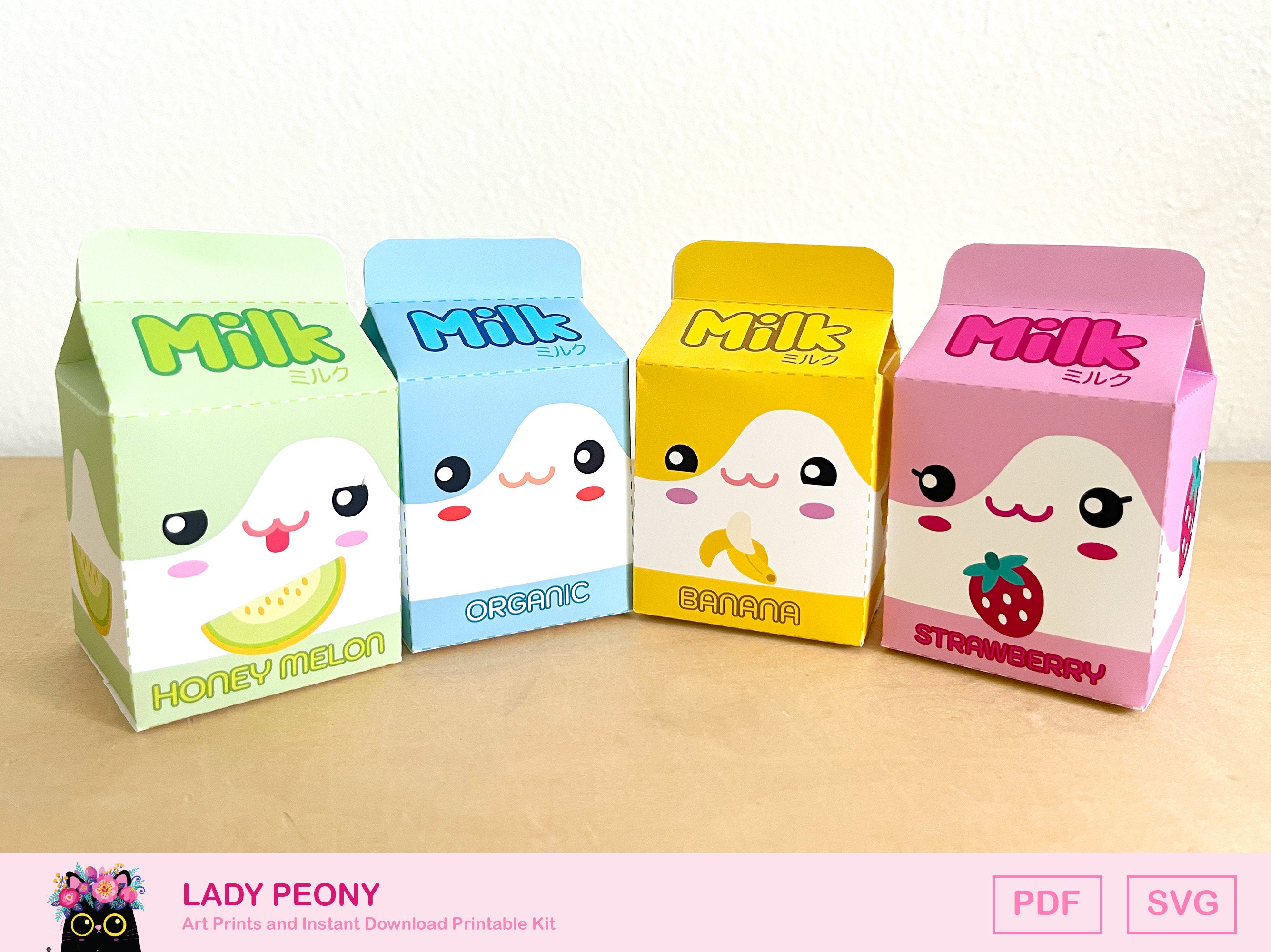 Kawaii Milk Carton Treat Box Perfect for Kids Party Birthday Party Event Giveaway Treat Box ...