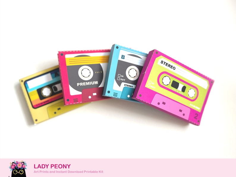 Retro Cassette Tape Gift Box: Printable Art Kit (Instant Download) image 8