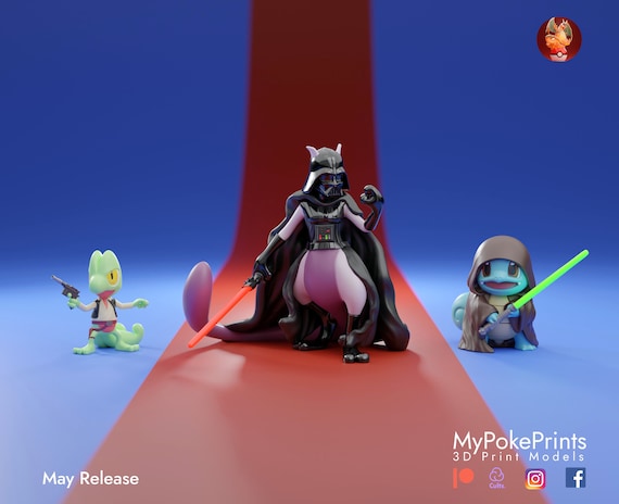 Starwars Mewtwo,Squirtle, and Treecko Pokemon trio figurines/models(unpainted)