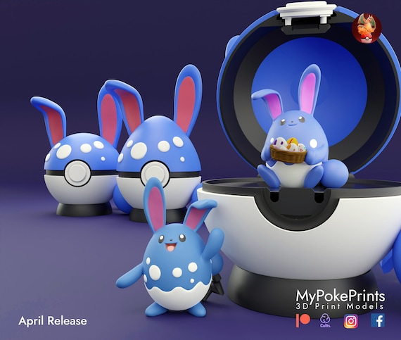 Azumarill Pokemon in ball figurine/model(unpainted)