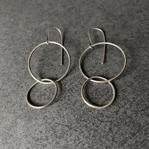 Circle sterling silver hoop dangle earrings