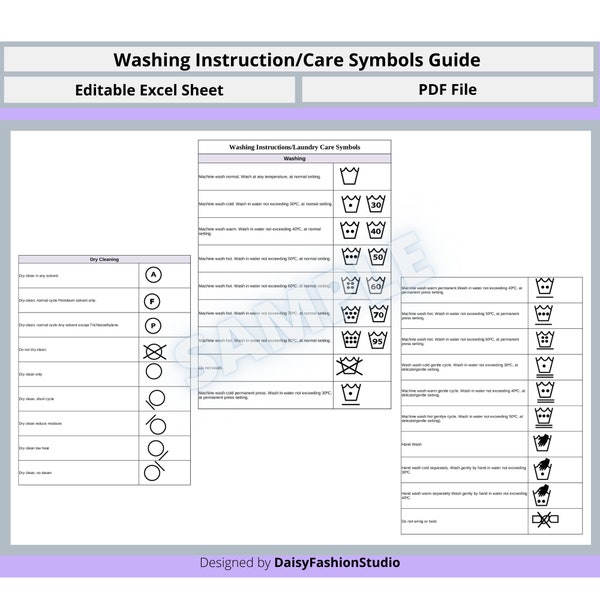 Washing Symbols - Etsy