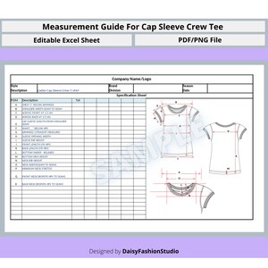 Complete Measurement Guide for Ladies Cap Sleeve T-shirt; Point of Measurement Guide for Apparel industry
