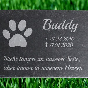Commemorative plaque Animal gravestone Memorial plate Dog Slate stone with engraving
