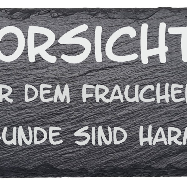 Hundeschild Schiefer Warnschild Vorsicht Frauchen 30x11 cm Achtung Warnung