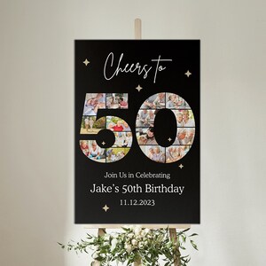50th Birthday Poster Photo Collage Canva Poster, Customizable Canva Photo Collage, Birthday Sign Instant Download Welcome Sign Poster