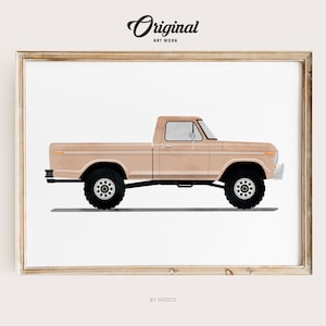 Vintage Truck Print, Boys Room Decor, Vintage Vehicle Collection, Original Retro Car Art, Transportation Watercolor Themed
