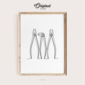 Minimalistische Dentist Line Art, Dekor für die Zahnarztpraxis, Minimalistische Linie Kunstdrucke, Klinik-Dekor, Zahnkunstwerk, Zahnzahntechnik