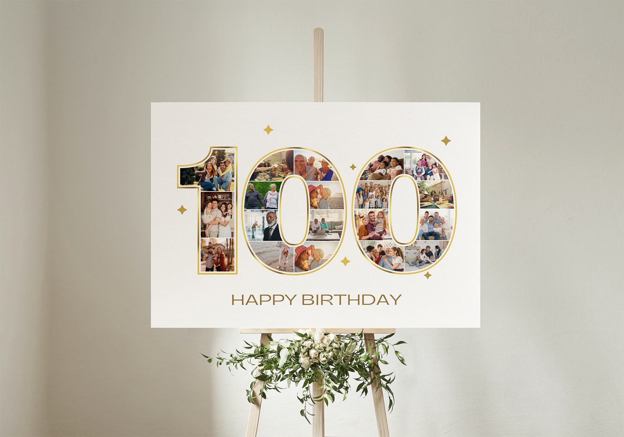 100th Birthday Poster Photo Collage Canva Poster, Customizable Canva Photo Collage, Birthday Sign Instant Download Welcome Sign Poster