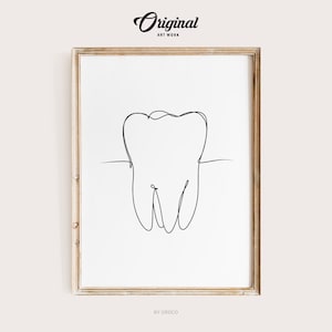 Minimalistische Dentist Line Art, Dekor für die Zahnarztpraxis, Minimalistische Linie Kunstdrucke, Klinik-Dekor, Zahnkunstwerk, Zahnzahntechnik