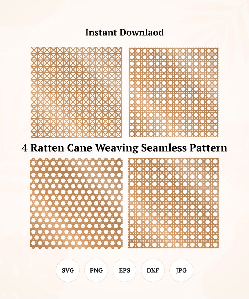 4 Rattan Cane Weaving Seamless Pattern Dxf Svg Png Jpg Eps, Glowforge ...