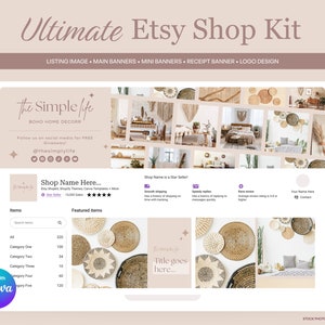 Etsy Shop Banner Kit, Etsy Canva Banners, Etsy Butikslistningsbilder, Canva Designs, Etsy Småföretag