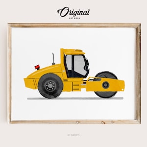 Asphalt Paver Construction Vehicle Prints, Boys Room Decor, Construction Vehicle Wall Art, Transportation Print, Kids Gallery Wall