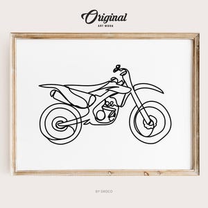 Minimalist Dirt Bike Line Art, Motocross Wall Art, Dirt Bike Decor, Rider Gift, Motocross Art Print, Home Office Decor, Motorcycle Artwork