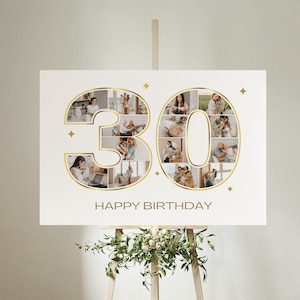 30th Birthday Poster Photo Collage Canva Poster, Customizable Canva Photo Collage, Birthday Sign Instant Download Welcome Sign Poster