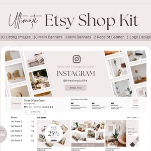 Etsy Shop Banner Kit, Etsy Canva Banners, Etsy Store Listing Images, Simple Elegant Branding, Canva Designs, Etsy Small business