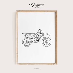 Minimalist Dirt Bike Line Art, Motocross Wall Art, Dirt Bike Decor, Rider Gift, Motocross Art Print, Home Office Decor, Motorcycle Artwork