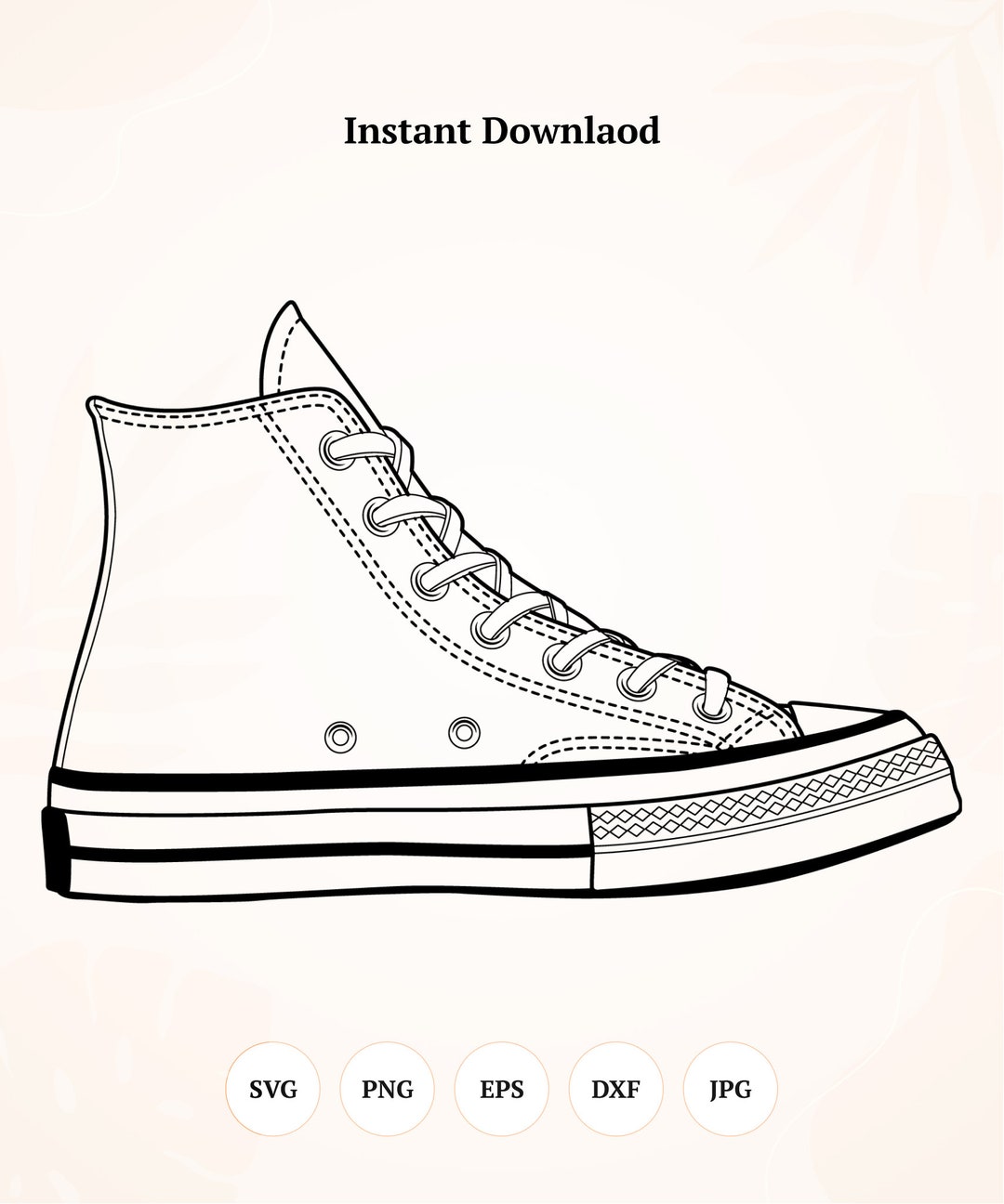 High Top Sneakers Sneakers SVG Instant Download Digital - Etsy