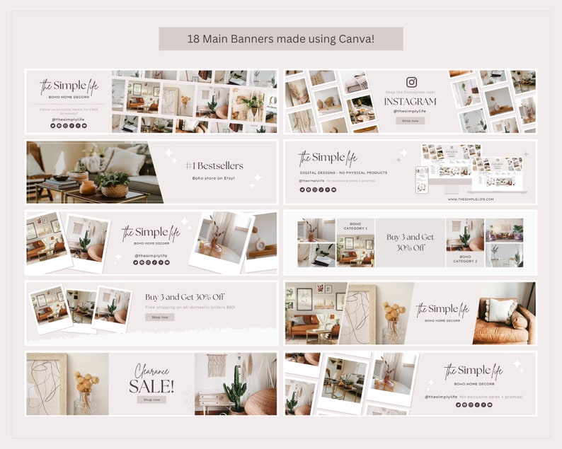 Etsy Shop Banner Kit Etsy Canva Banners Etsy Store Listing Etsy