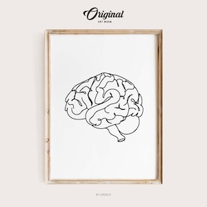 Minimalist Human Brain Line Art, Neuroscience Wall Art, Brain Illustration Print,Medical Office Decor, Brain Lover Gift, Minimal Anatomy Art