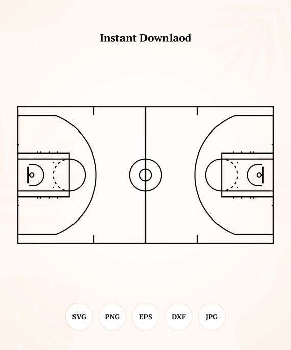 Basketball Court Dimensions and Drawings Basketball Court - Etsy