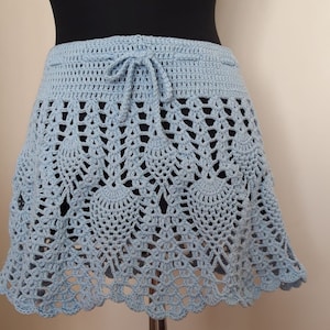 Lace skirt, Knit beach skirt,crochet blue knit skirt,handmade design skirt, cotton,lace pattern skirt, special design skirt , valentine gift