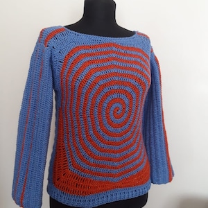Cárdigan de espiral de crochet: blusa de punto geométrico