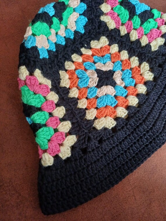 Crochet Bucket Hat: Vintage Hippie Knit Festival Hat - Etsy display picture 3
