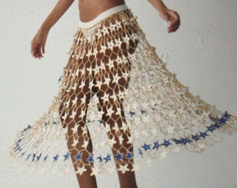 White star maxi skirt  / women hand crocheted Fashion outfit