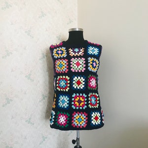 Crochet Vests/Granny Square Boho Top/Knitted Patchwork Sweater/Knitted Crochet, Boho Style Sweater, Hippie Festival / NEW SEASON / for gift