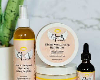 Moisturizing Hair Growth Bundle, Hair Growth, Hydrate Moisturize and Seal Bundle, Hair Cream, Hair Butter, Detangling Spray, Hair growth oil