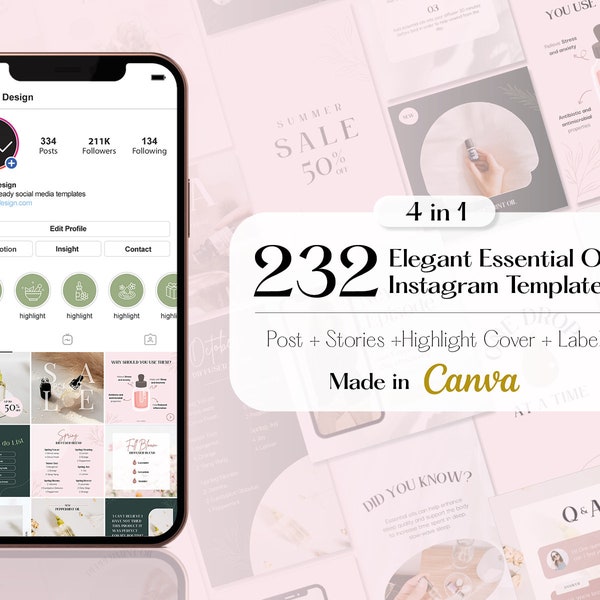 100 Essential Oils Canva Templates. Essential Oils Business. Essential Oils Social Media. Canva Template Instagram. Social media.