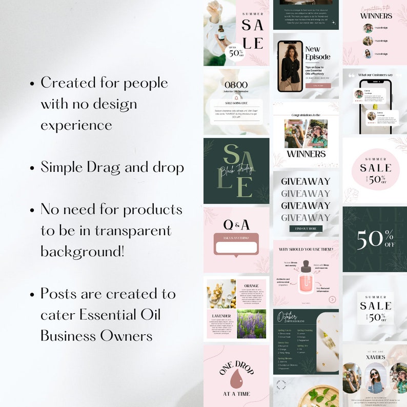 100 Essential Oils Canva Templates. Essential Oils Business. Etsy