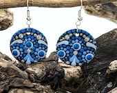 Beautiful Handpainted Dot Mandala Earrings; One-of-a-Kind Earrings; Lightweight Earrings; Small Earrings; Dangle Earrings